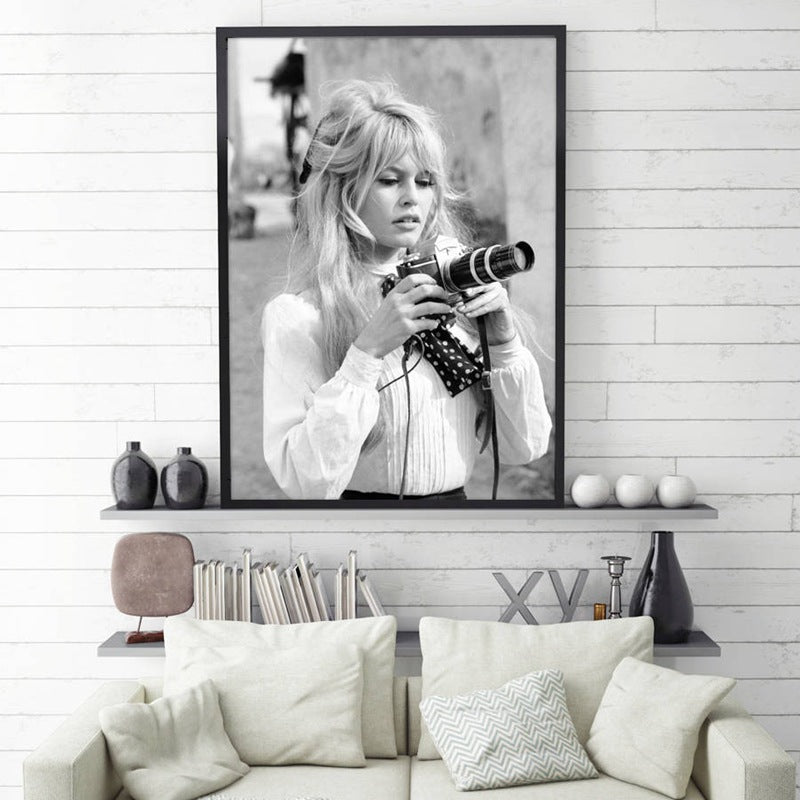 Brigitte Bardot - Modern  Wall Art - Black & White Canvas Poster