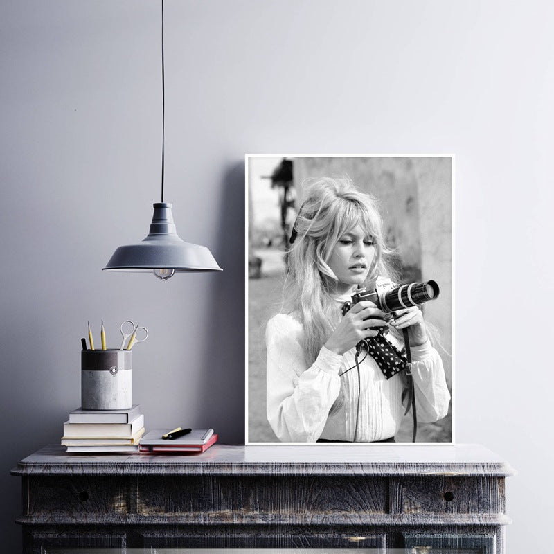 Brigitte Bardot - Modern  Wall Art - Black & White Canvas Poster