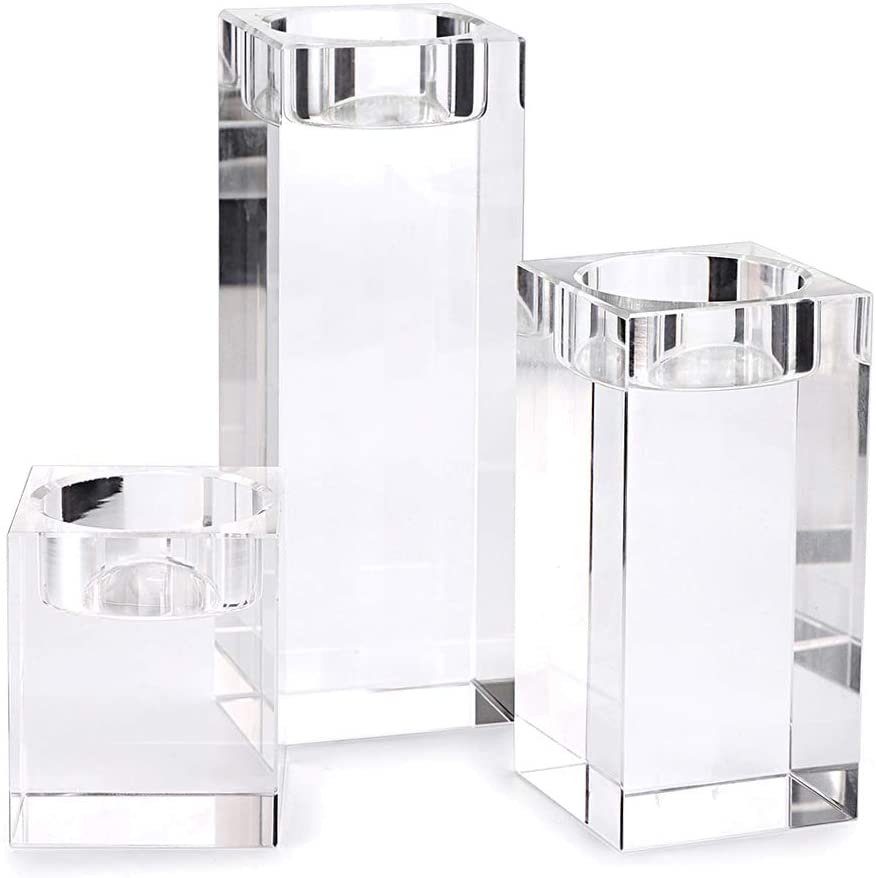 Chrystelle Crystal Block Candle Holders (Set of 3)