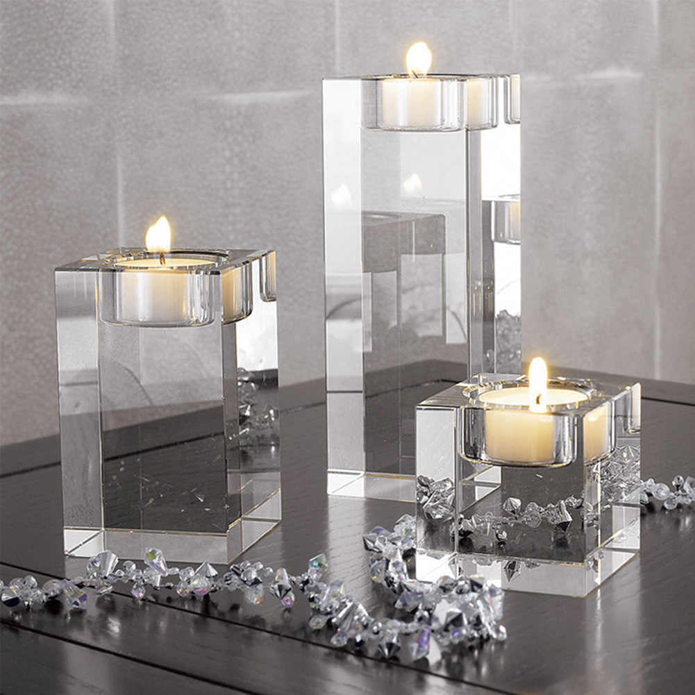 Chrystelle Crystal Block Candle Holders (Set of 3)