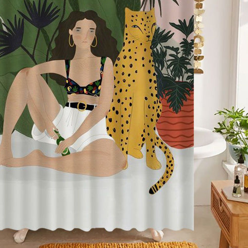 Amanda & Leopard - Shower Curtain